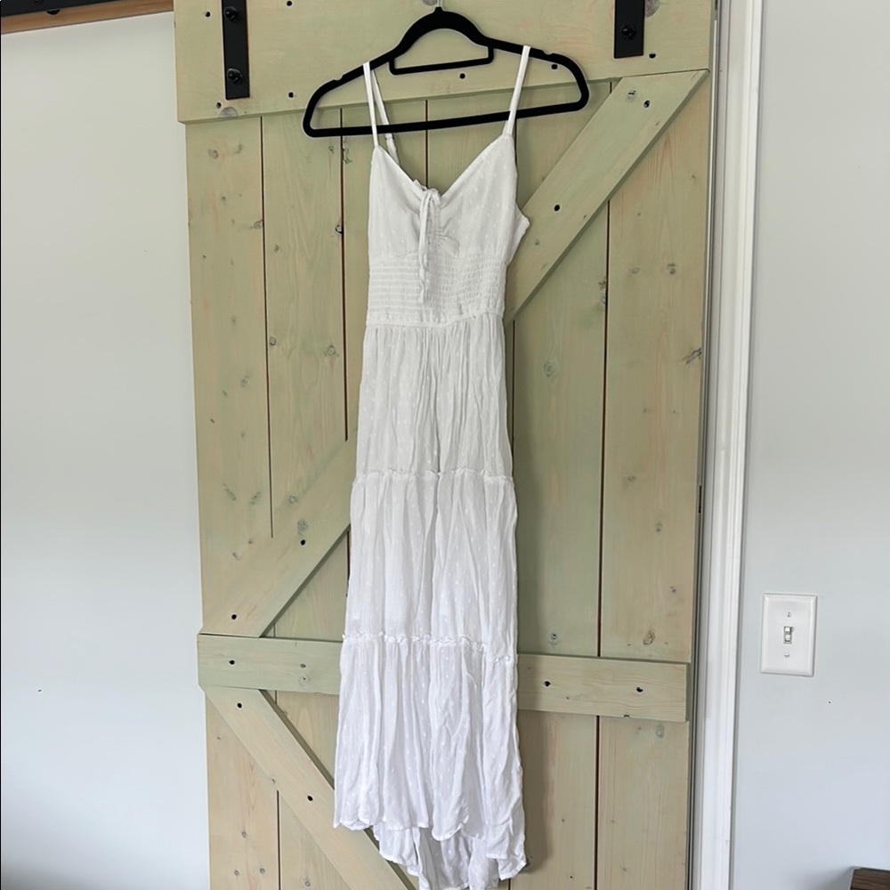 Hollister White Asymmetrical Maxi Sundress